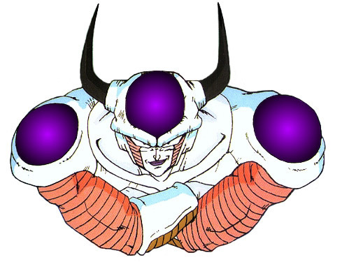 Frieza seems startled for a moment, before his cocky grin returns. 