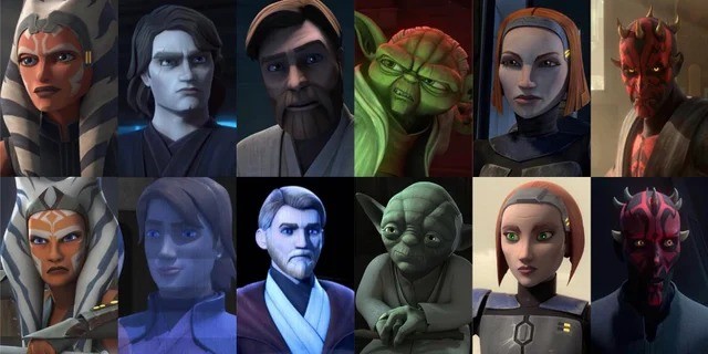 Star wars график. Изменение графики в войны клонов. Warcraft Star Wars Rebels vs Empire.