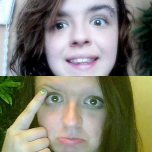 Girl with no eyebrows.