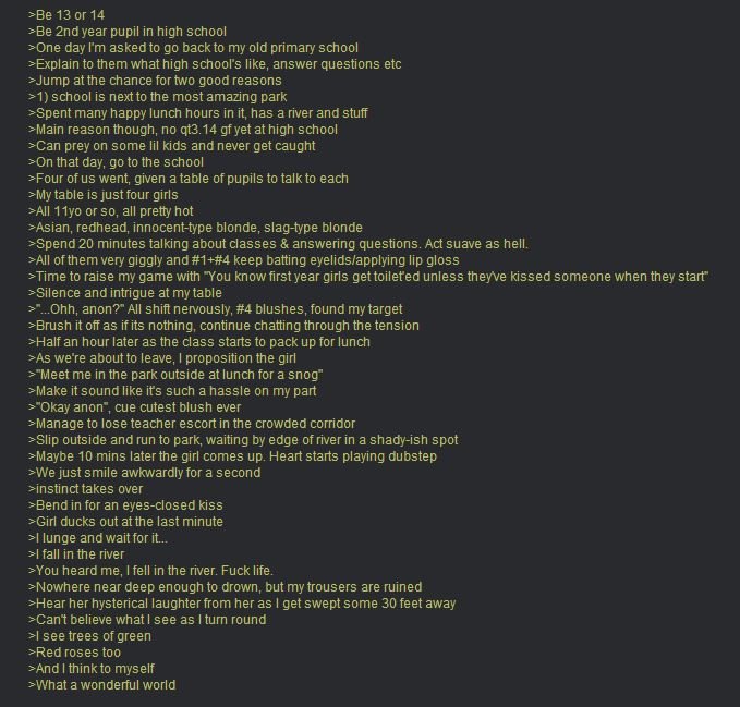 Pedo greentext. ENLARGE