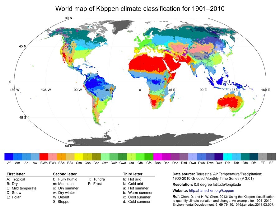 World Koppen Climate Map - Western Europe just a cold rainforest